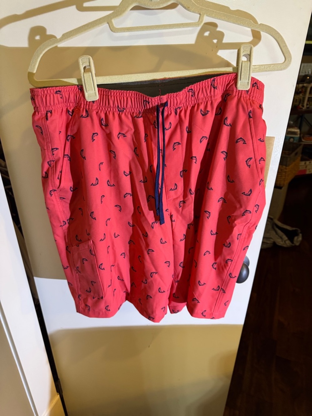 Field & Stream Coral Pink Athletic Shorts with Navy Accents